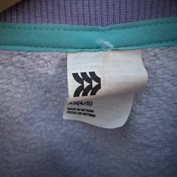 All In Motion Fleece Floral Purple Crewneck Long Sleeve Sweatshirt Size XS 4-5 - Picture 4 of 8